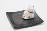香立・香皿セット 招き猫 Incensestand&tray Maneki neko