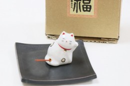 香立・香皿セット 招き猫 Incensestand&tray Maneki neko　サンプル2