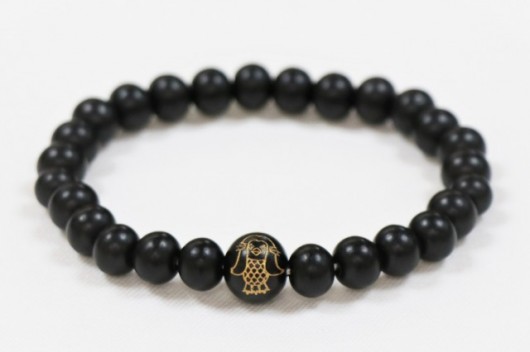 素挽黒檀　アマビエ彫りブレスレット　Ebony Bracelet「Amabie」（すびきこくたん　あまびえぼり）