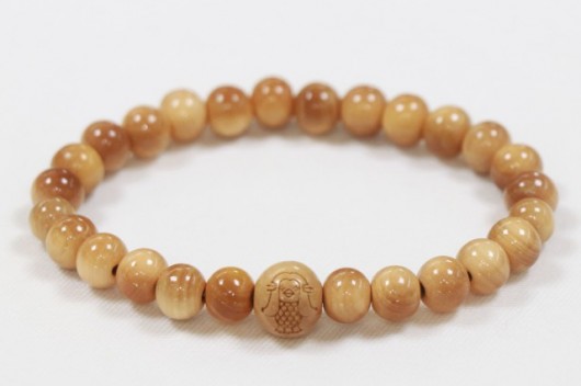 黄揚　アマビエ彫りブレスレット　Boxwood Bracelet「Amabie」（つげ　あまびえぼり）